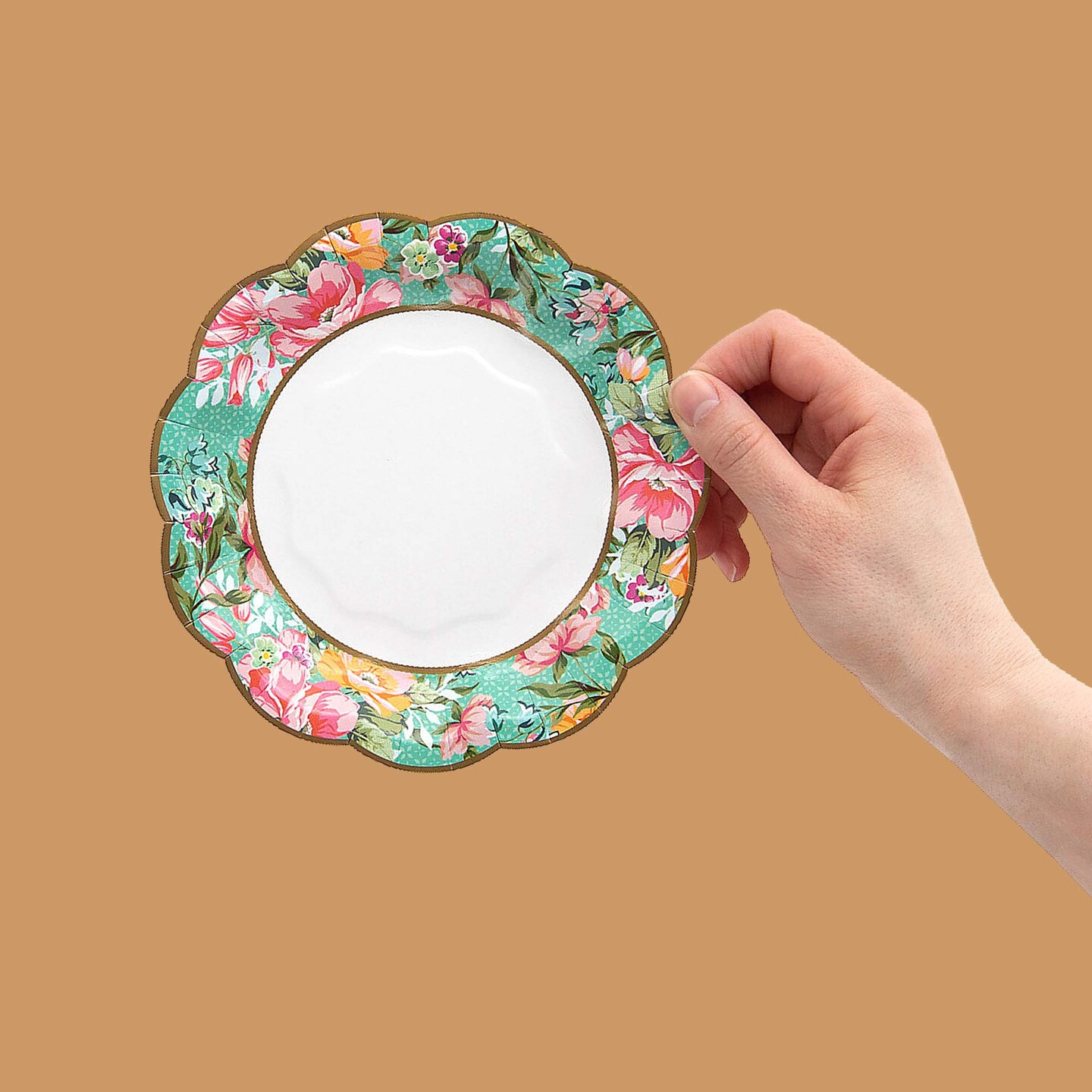 6 3/4" Truly Scrumptious Scalloped Floral Paper Dessert Plates 12 Count