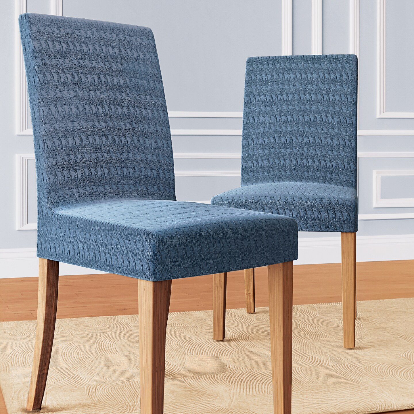 Collections Etc Houndstooth Textured Chair Slipcovers - Set of 2
