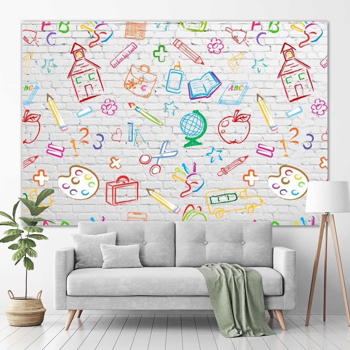 7X5 ft - First Day of School Decorations Backdrop Banner(white)