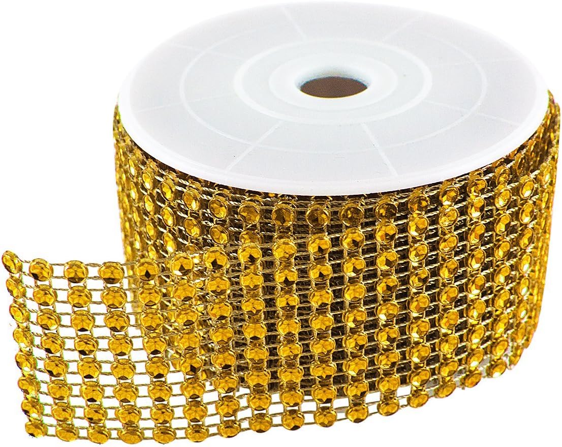 Diamond Sparkling Rhinestone Mesh Ribbon (Gold) 108