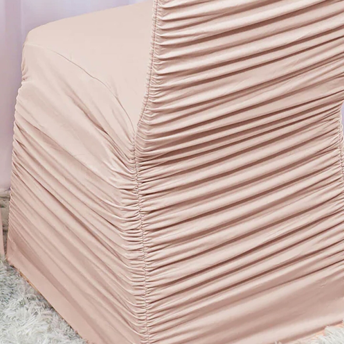 Blush Pink or Rose Ruffle Chair Cover Rouge Spandex Banquet Style