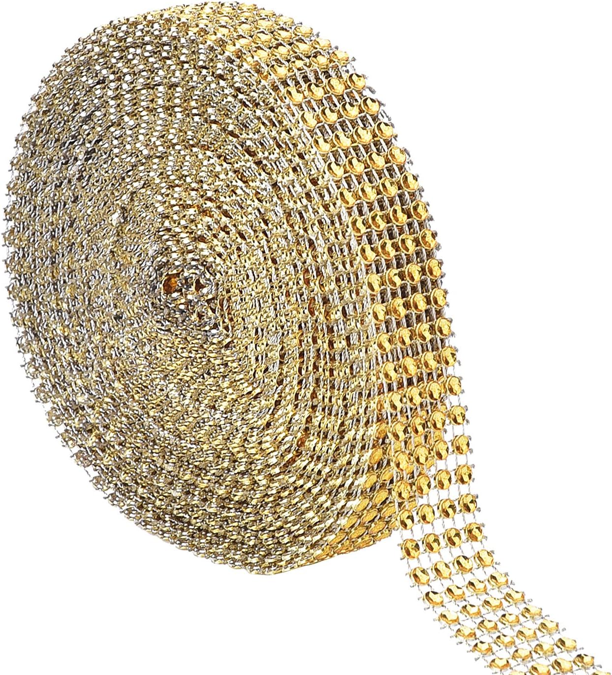 Gold Rhinestone Ribbon - 4 Row, 10 Yard (Gold) 360