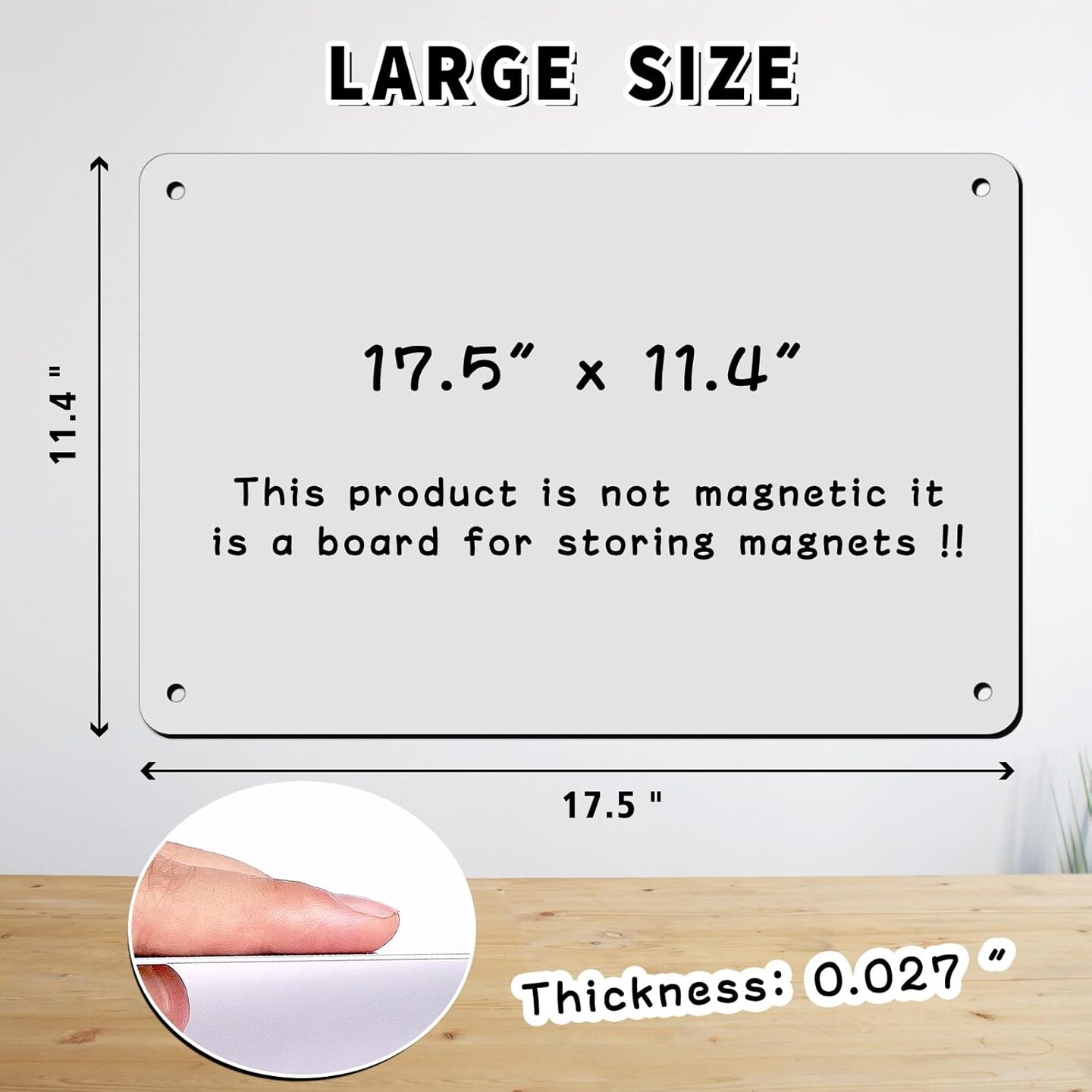 2Pack Magnetic Board 17.5" x 11.4" Magnet Bulletin Board is Suitable for displaying Notes (White)