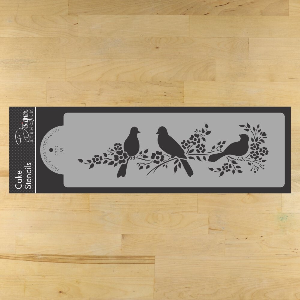 Love Birds Cake Stencil Side | C777 by Designer Stencils | Cake Decorating Tools |