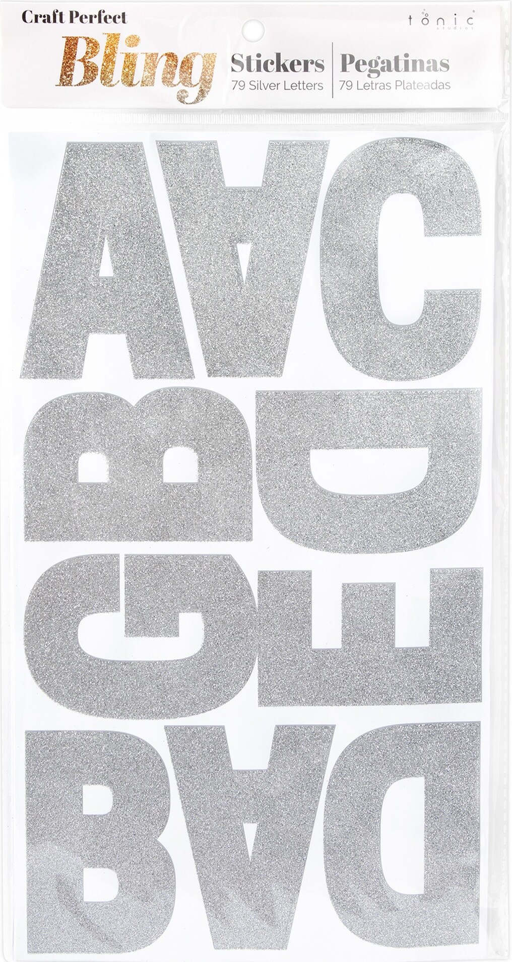 Craft Perfect Glitter Alphabet Sticker Sheet 2IN-Silver