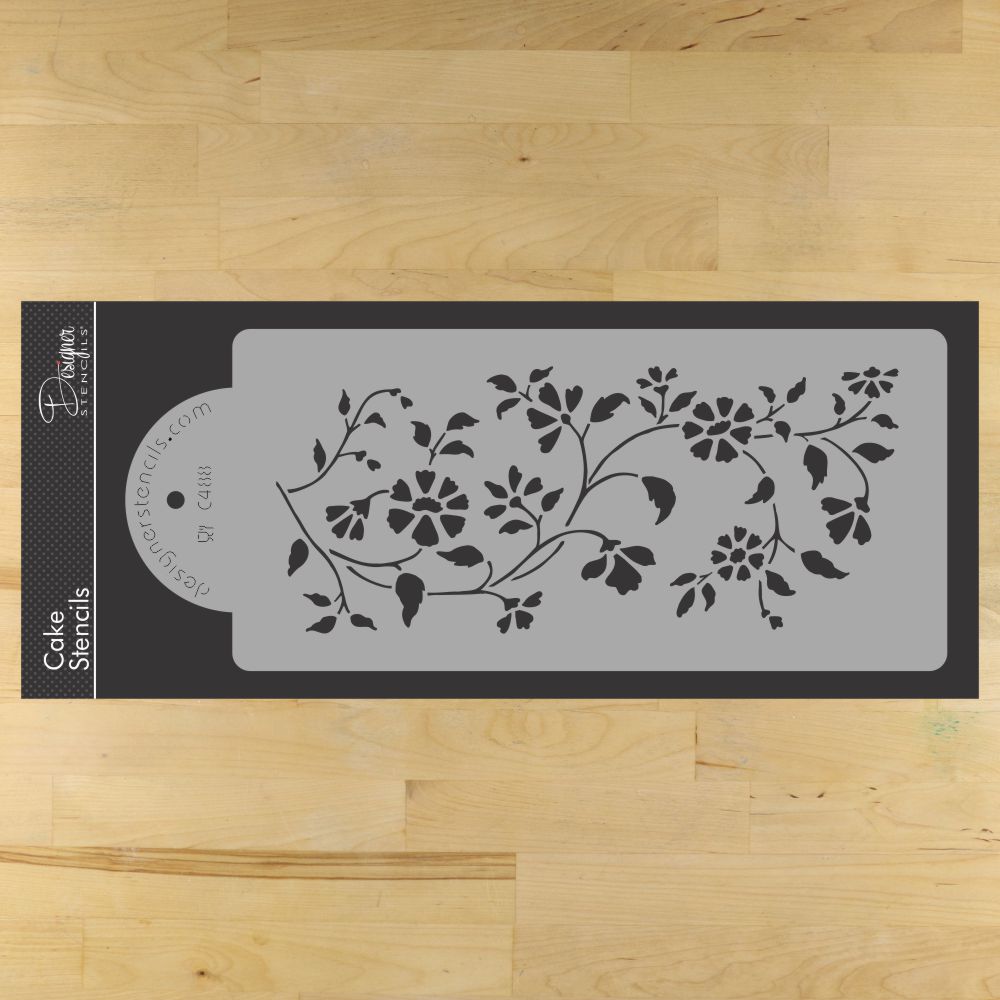 Chintz Floral Cake Stencil Side | C488 by Designer Stencils | Cake Decorating Tools |