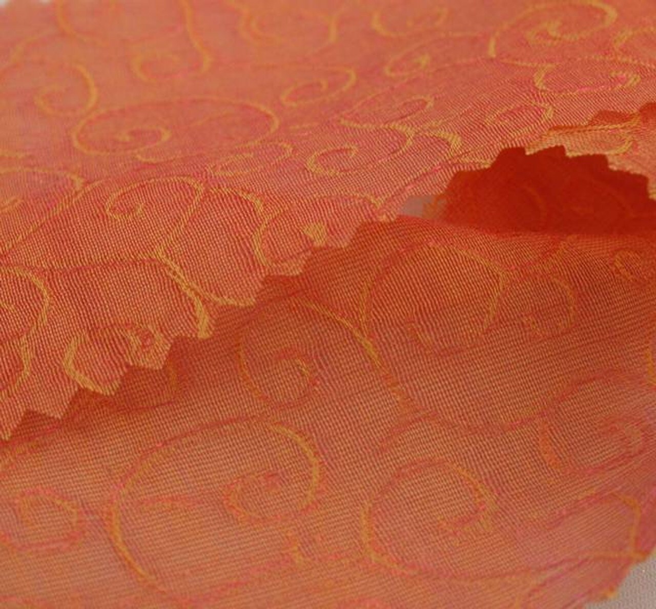 1 Yard Peach Swirl Organza Jacquard Apparel Fabric Woven Texture, 57/58&#x22; Wide