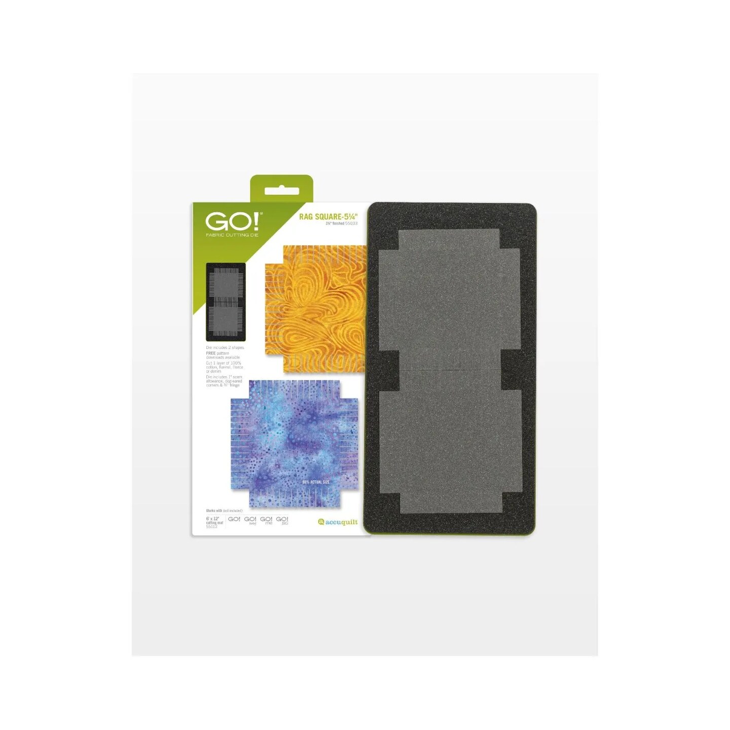 AccuQuilt GO! Rag Square 5 1/4" Die – Quilting Fabric Cutting Die for Rag Quilts with Fringe, Fast & Accurate Cutting, Works with GO! Cutters