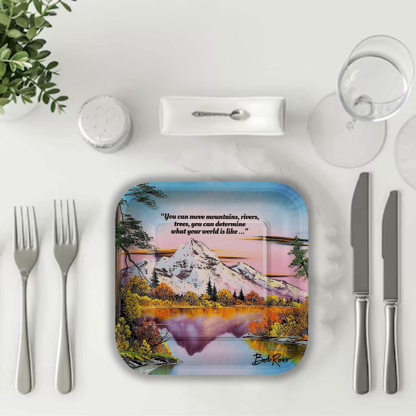 8 Count Bob Ross Classic Paper Dessert Plates Inspirational Party Supplies 7 Inch