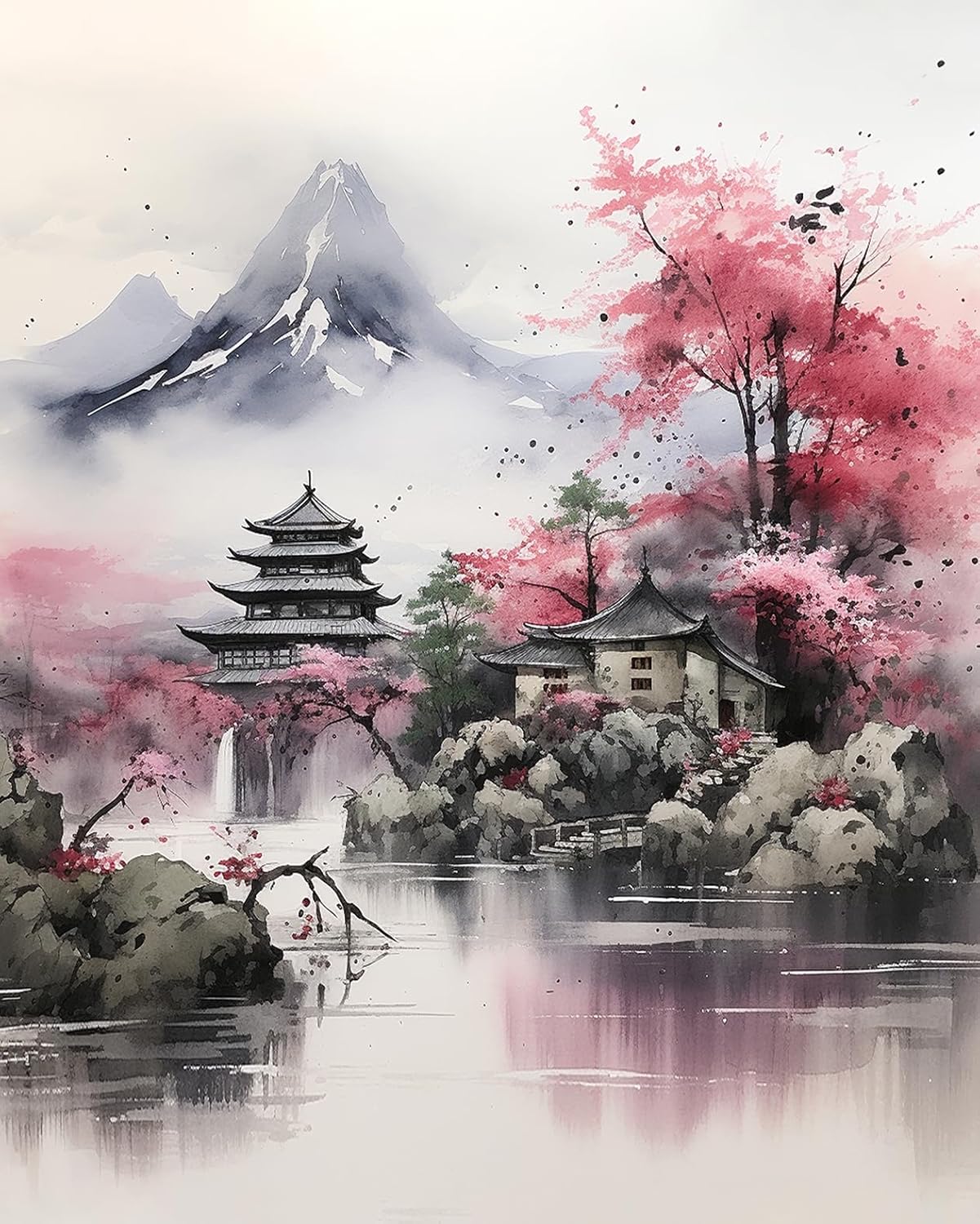 Japanese Paint by Numbers, Japan Nature Landscape (16X20 Inch)