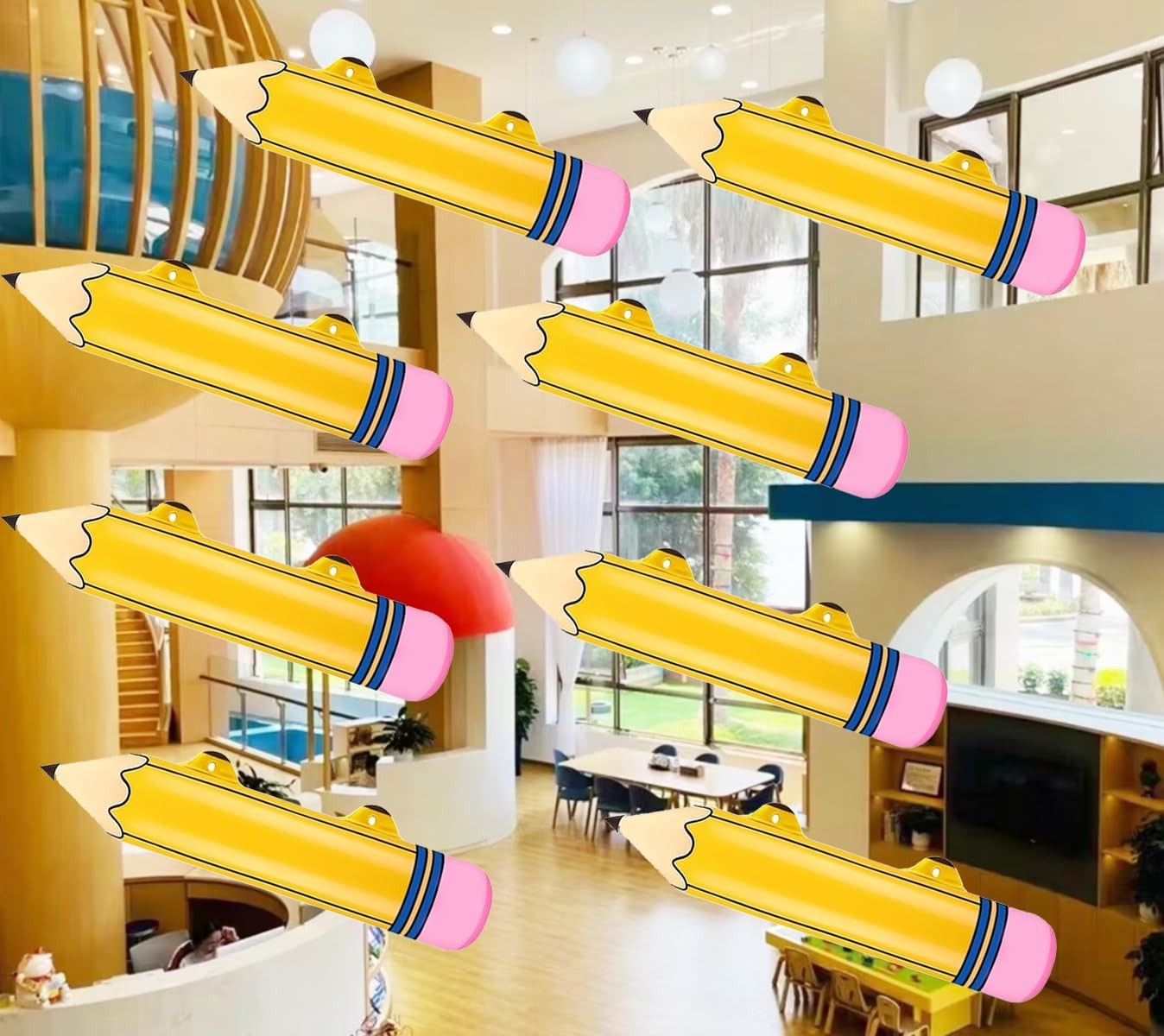 Big Back To School Balloons Set Giant Large Inflatable Balloon Yellow Pencil Prop Hanging Decorations Back To School Decorations (5 Yellow pencils)
