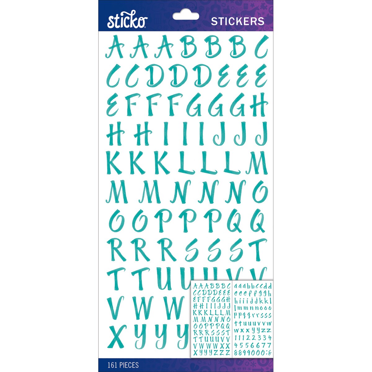 Sticko Alphabet Stickers-Teal Brush Small