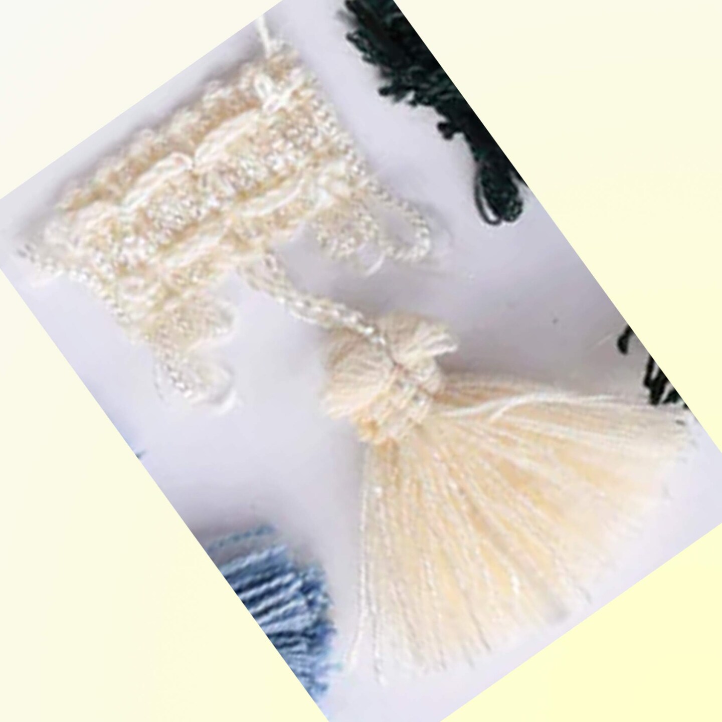 1 Yard Ivory Chunky Tassel Fringe Trim with Braided Gimp 2 Inch Wide for Elegant Home Decor