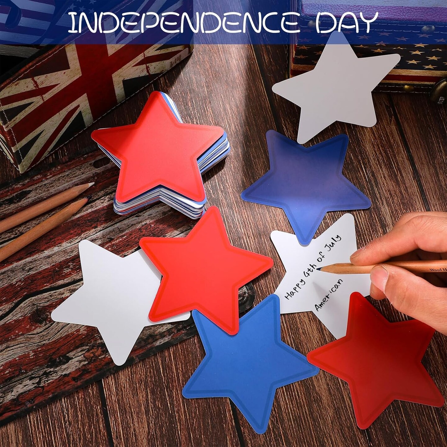 5.5inch - 108 Pcs Patriotic Star Cutouts 4th of July Independence Day(Multi Color)