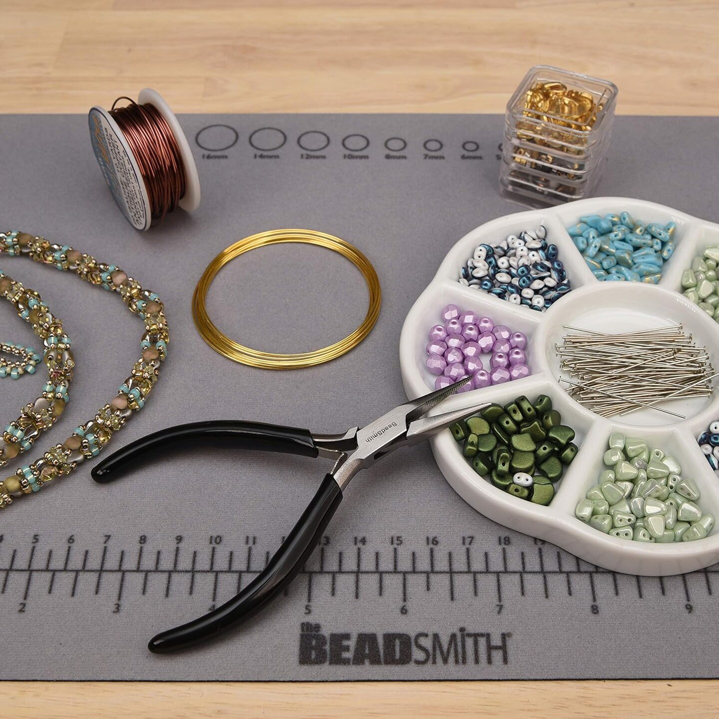 The Beadsmith Chain Nose Pliers – Extra Fine Tips – PVC Grip Handle with Double Leaf Springs – Jewelry Making Tool for Creating Bracelets, Earrings and Necklaces