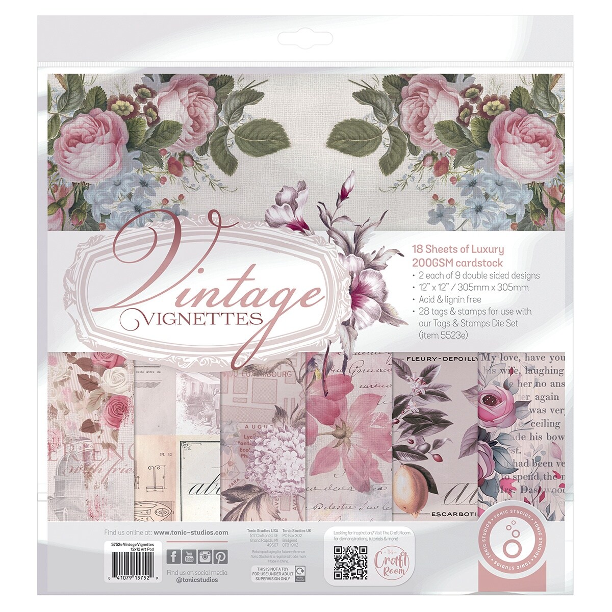 Tonic Studios Art Pad 12&#x22;X12&#x22; -Vintage Vignettes
