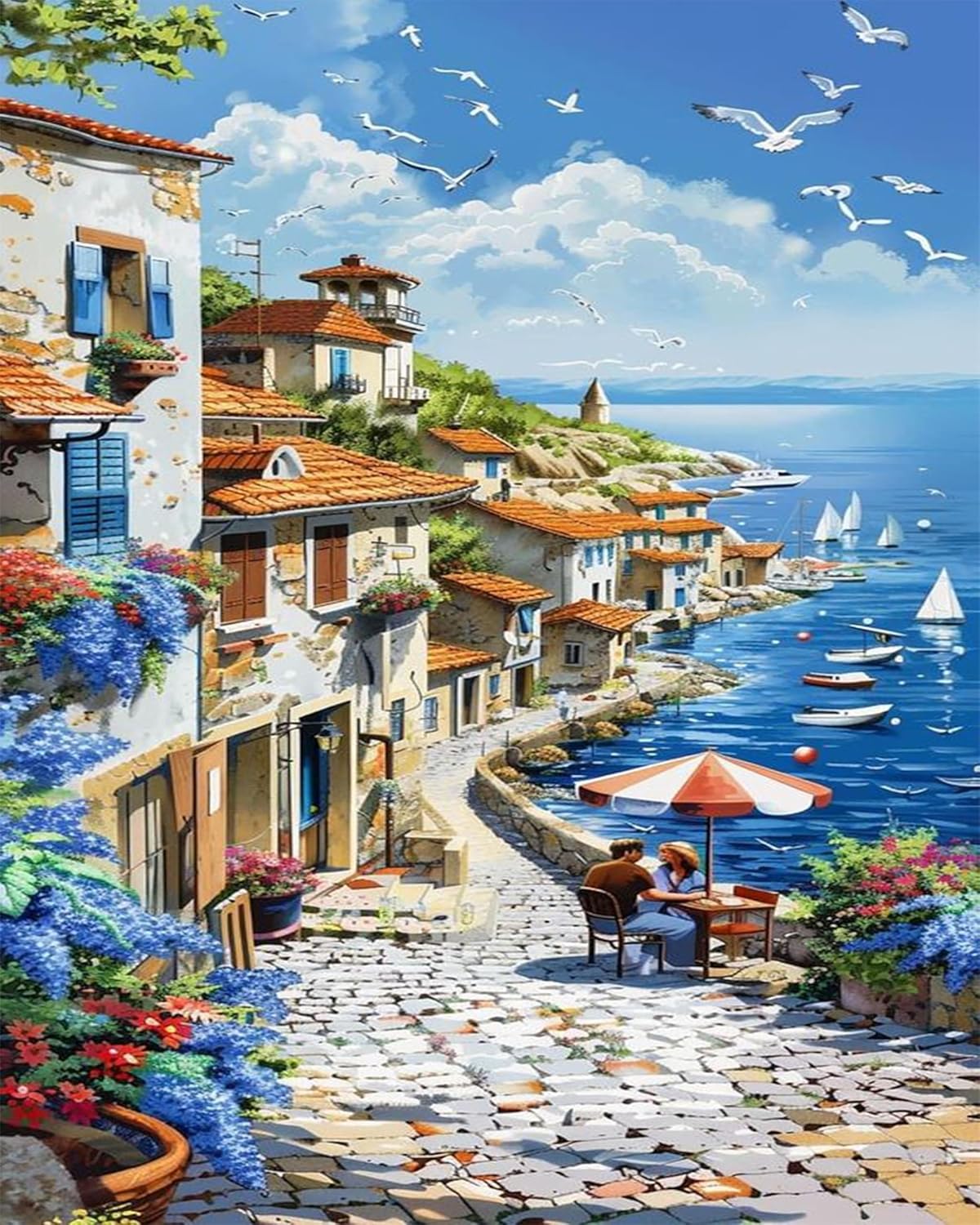 Seaside Paint by Numbers Kit for Adults- 16x20 Inch