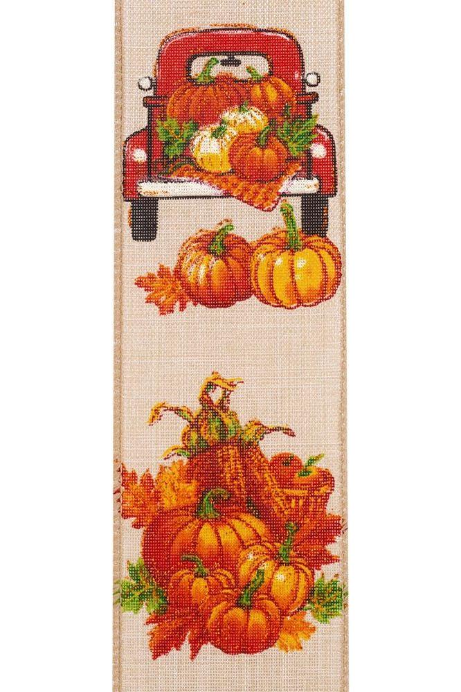 2.5&#x22; Pickup Truck Pumpkin Ribbon: Natural (10 Yards)