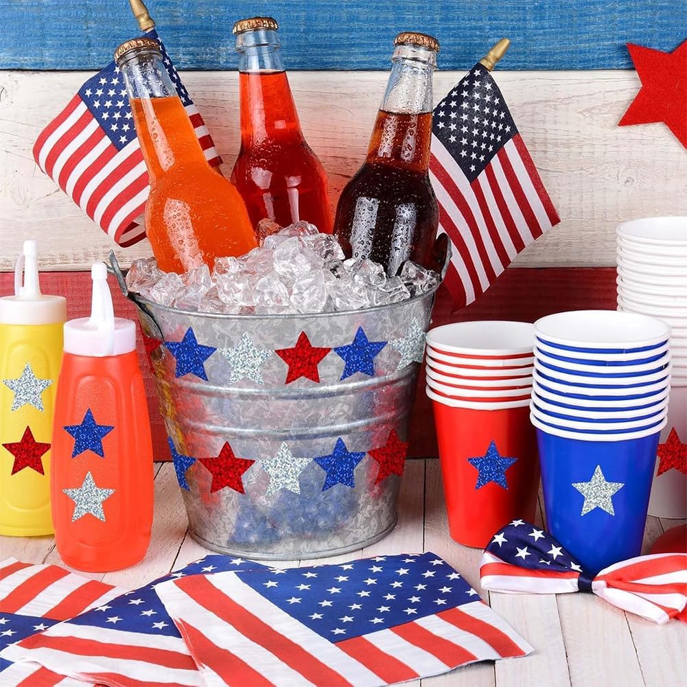 500 Pcs 4th of July Star Patriotic Stickers Red White and Blue-6