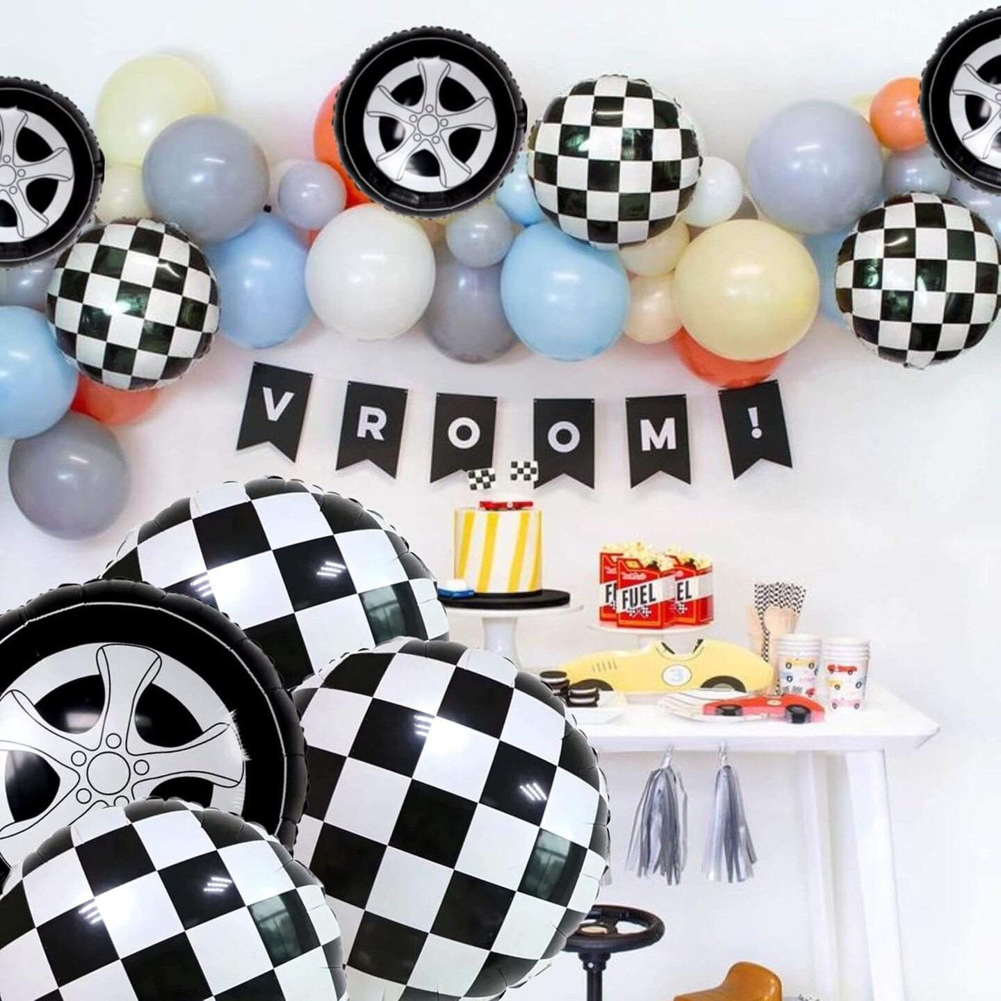 12 PCS 18 Inch Race Car Mylar Foil Balloons