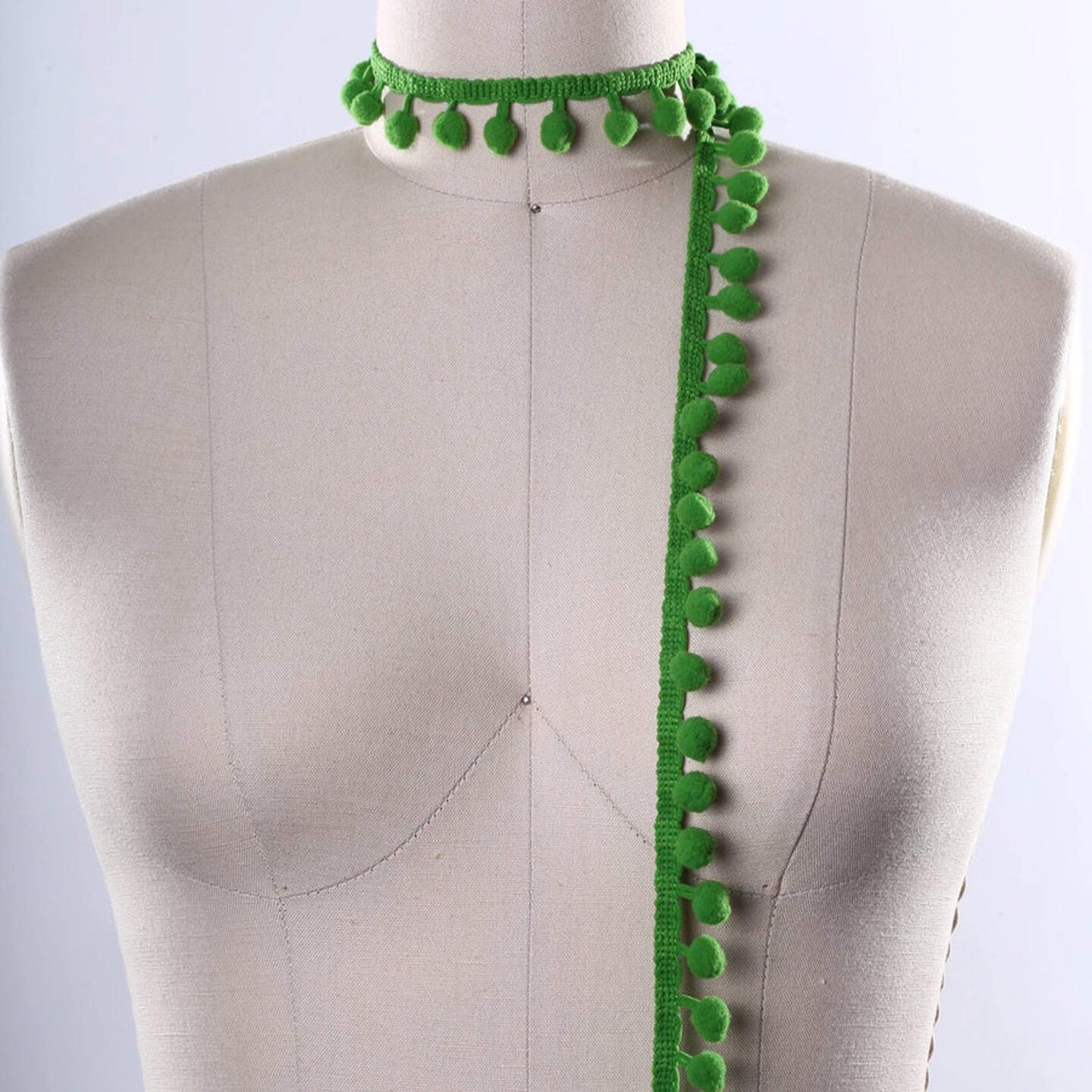 2 Yards Gross Green Small Pom Pom Fringe Trim 10mm DIY Craft Accessory