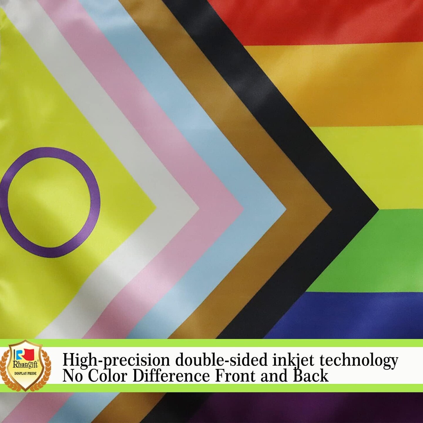 Premium Inclusive New Progress Rainbow Flag 2x3Ft - Both Sides Print Smooth Silk Fabric Support Pride Love LGBT - House Decoration Banner Small Yard Gift