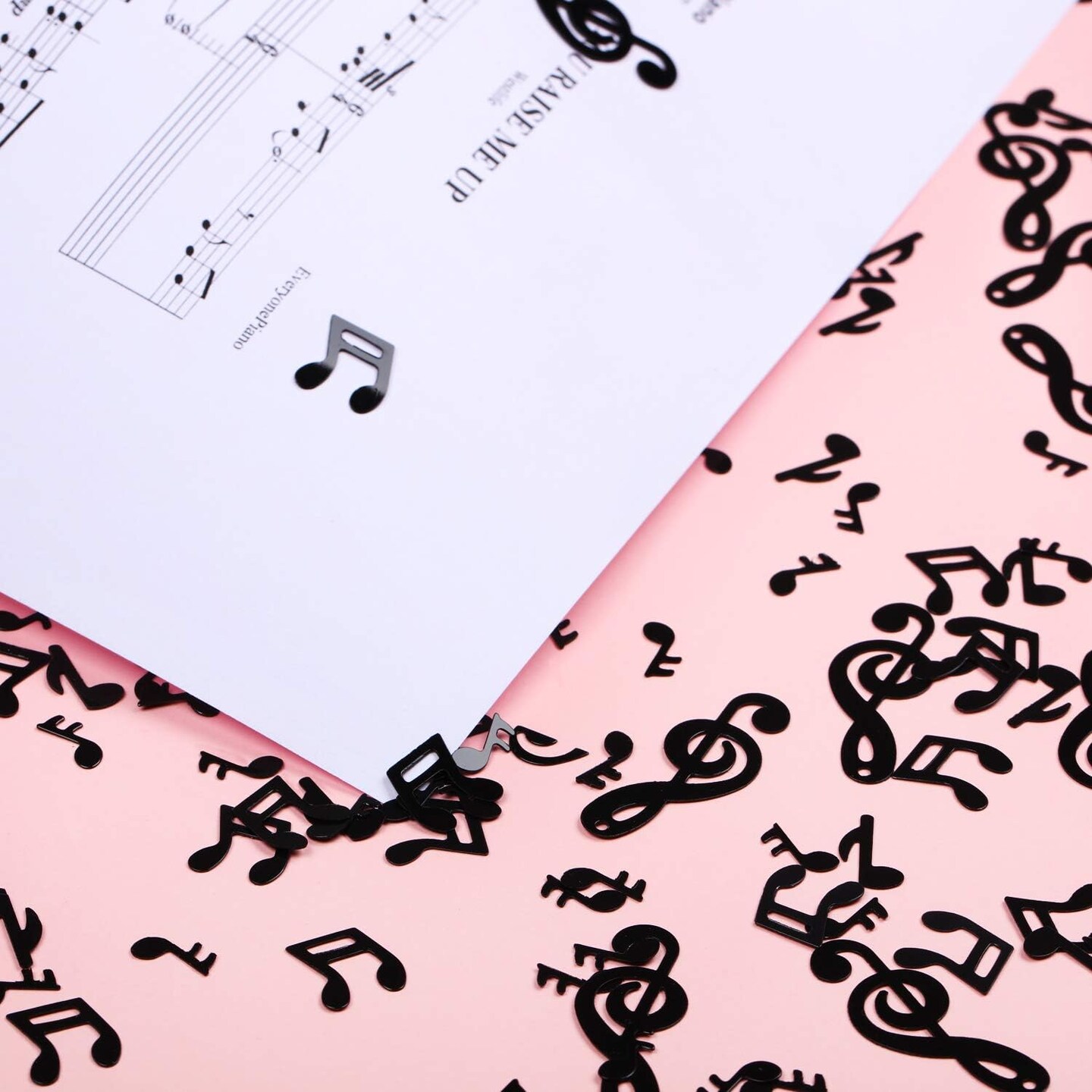 5000 Pcs Music Notes Confetti Mini Music Party Decorations Musical Table Confetti Black Silhouette Cutouts Stickers for Disco Party Recital Reception Birthday Baby Shower Decor