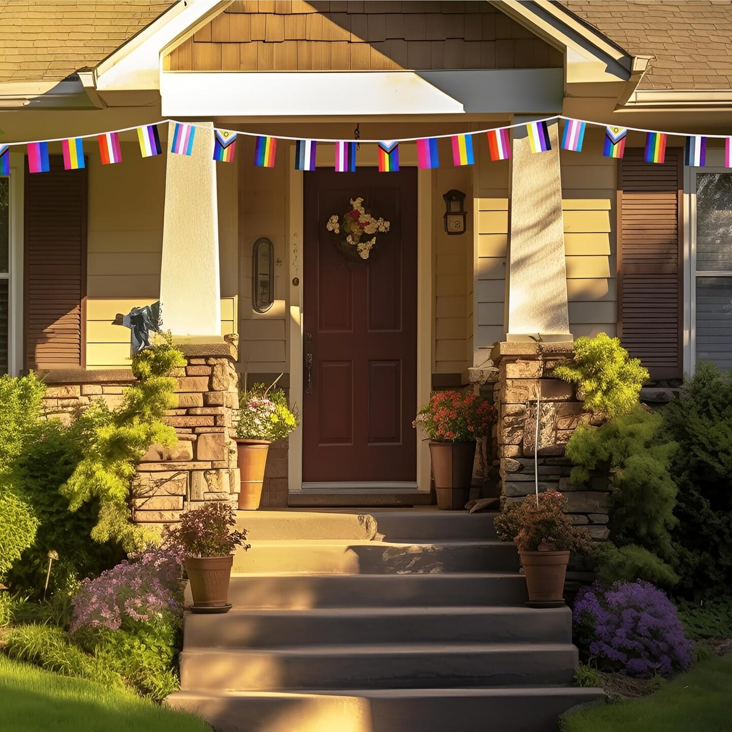 Rainbow Progress Small String Flags, 10 Types Rainbow Pride Pennant Banner Bunting Flags, LGBTQ and Gay Lesbian Pride, intersex, Bisexual, Pansexual, Transgender, Pride Month Outdoor Decorations, 33 Feet 30 Flags (1 Pack)