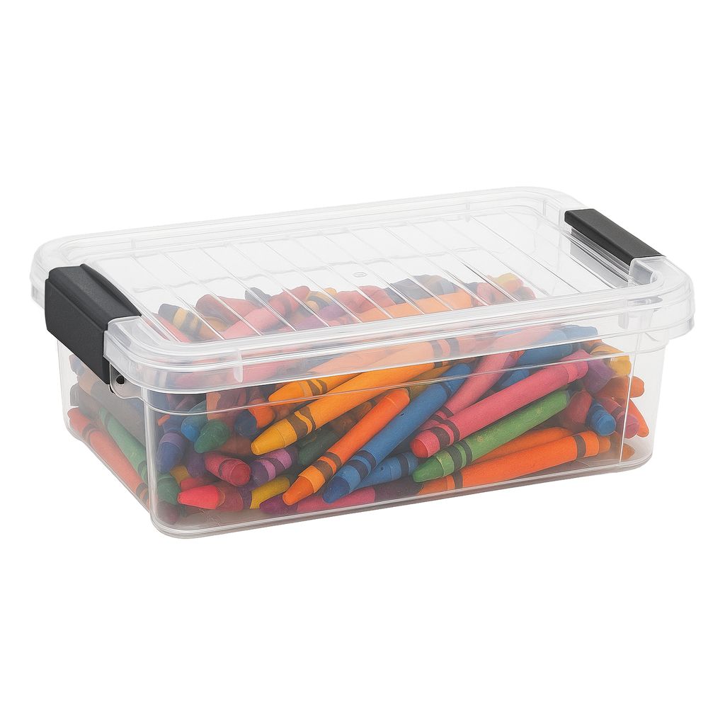 Superio Mini Plastic Crayon Box Storage Container Clear Plastic Bin with Lid Organizing Box 0.7 Qt.