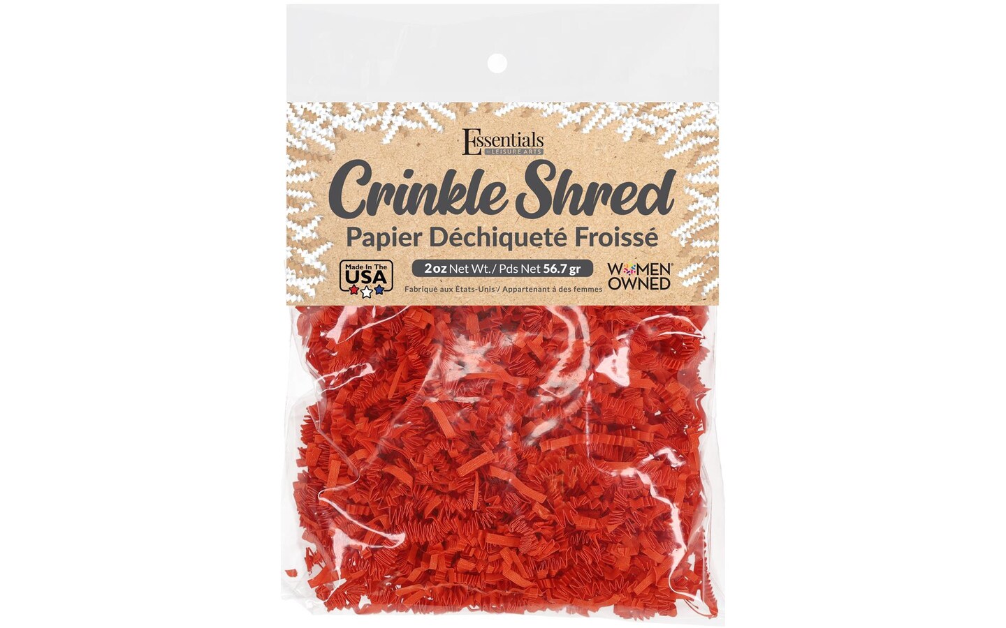 Essentials by Leisure Arts Crinkle Shred Bag, Orange, 2oz Shredded Paper Filler, Crinkle Cut Paper Shred Filler, Box Filler, Shredded Paper for Gift Box, Paper Crinkle Filler, Box Filling
