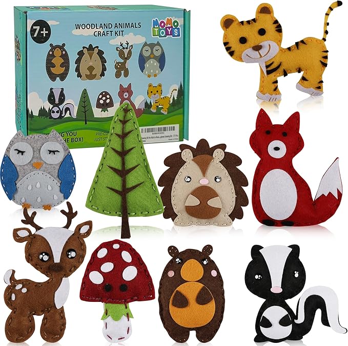 Kids Sewing Kit for Kids, Fun &#x26; Educational Woodland Animals Sew Craft Set for Boys and Girls Ages 8-12, Complete Beginner Sewing Kit with Felt Plushie for Creative DIY Projects
