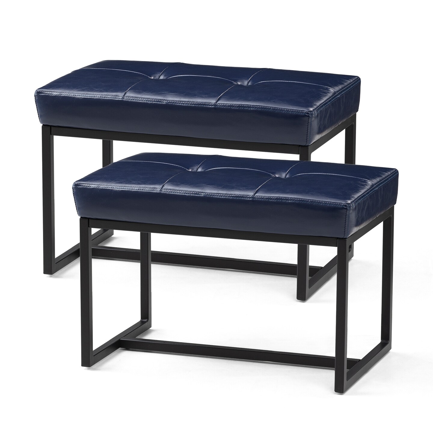 24&#x22;W Modern PU Leather Button-tufted Ottoman Foot Stool