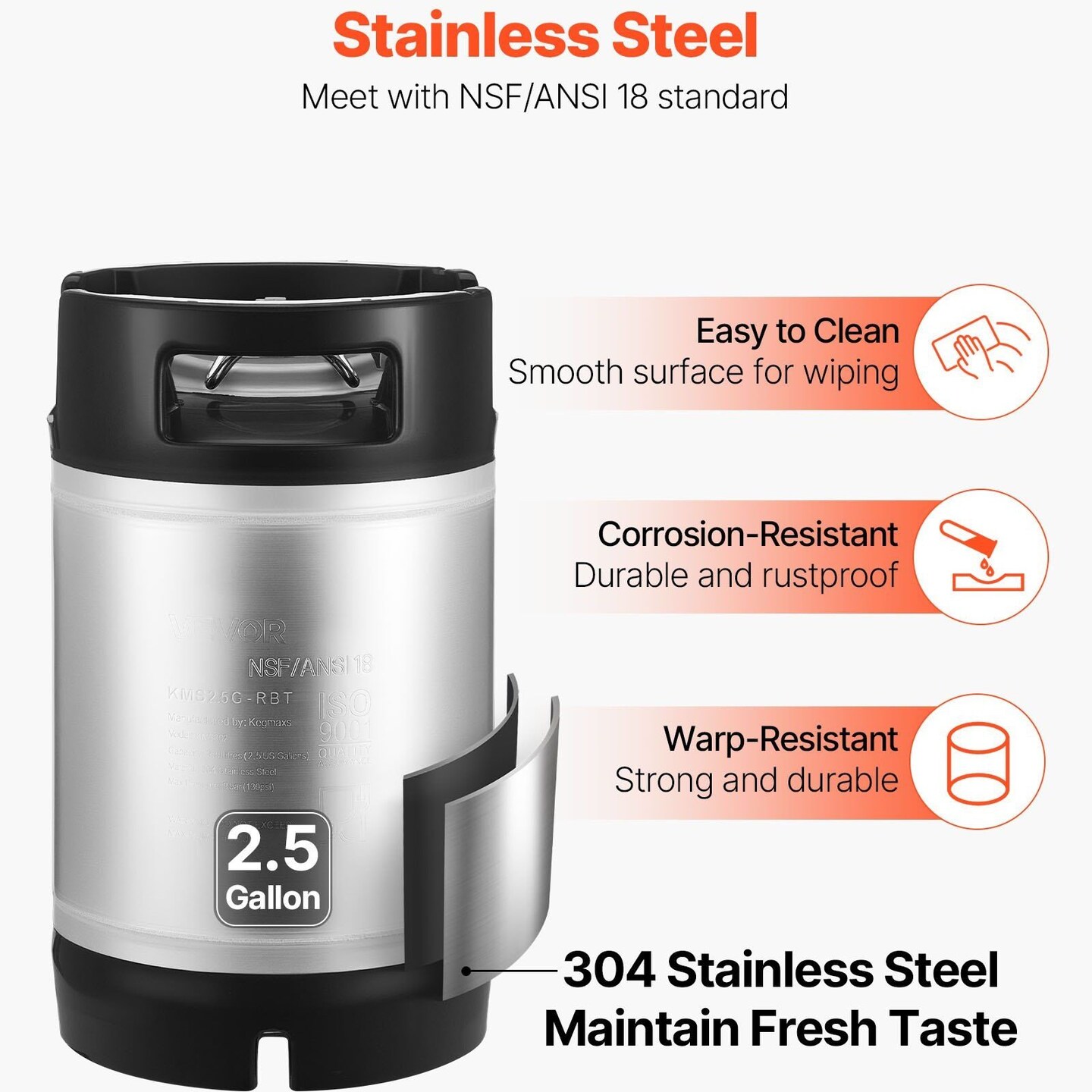 VEVOR-2.5 Gal-Silver-Portable Cold Brew Keg for Home Brewing-2 Pieces