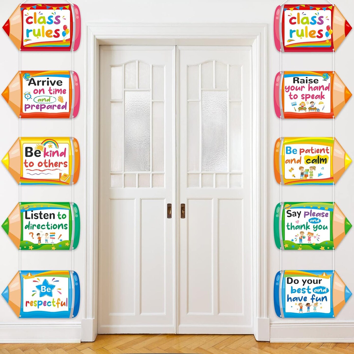 10PCS Classroom Rules Posters – Pencil-Shaped Motivational Bulletin ...