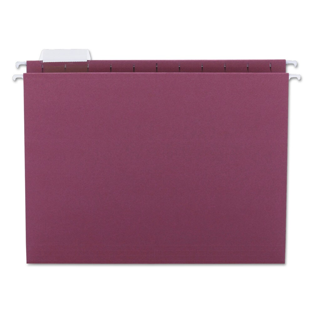 Smead Letter Size 1/5-Cut Tabs Colored Hanging File Folders - Maroon (25/Box)