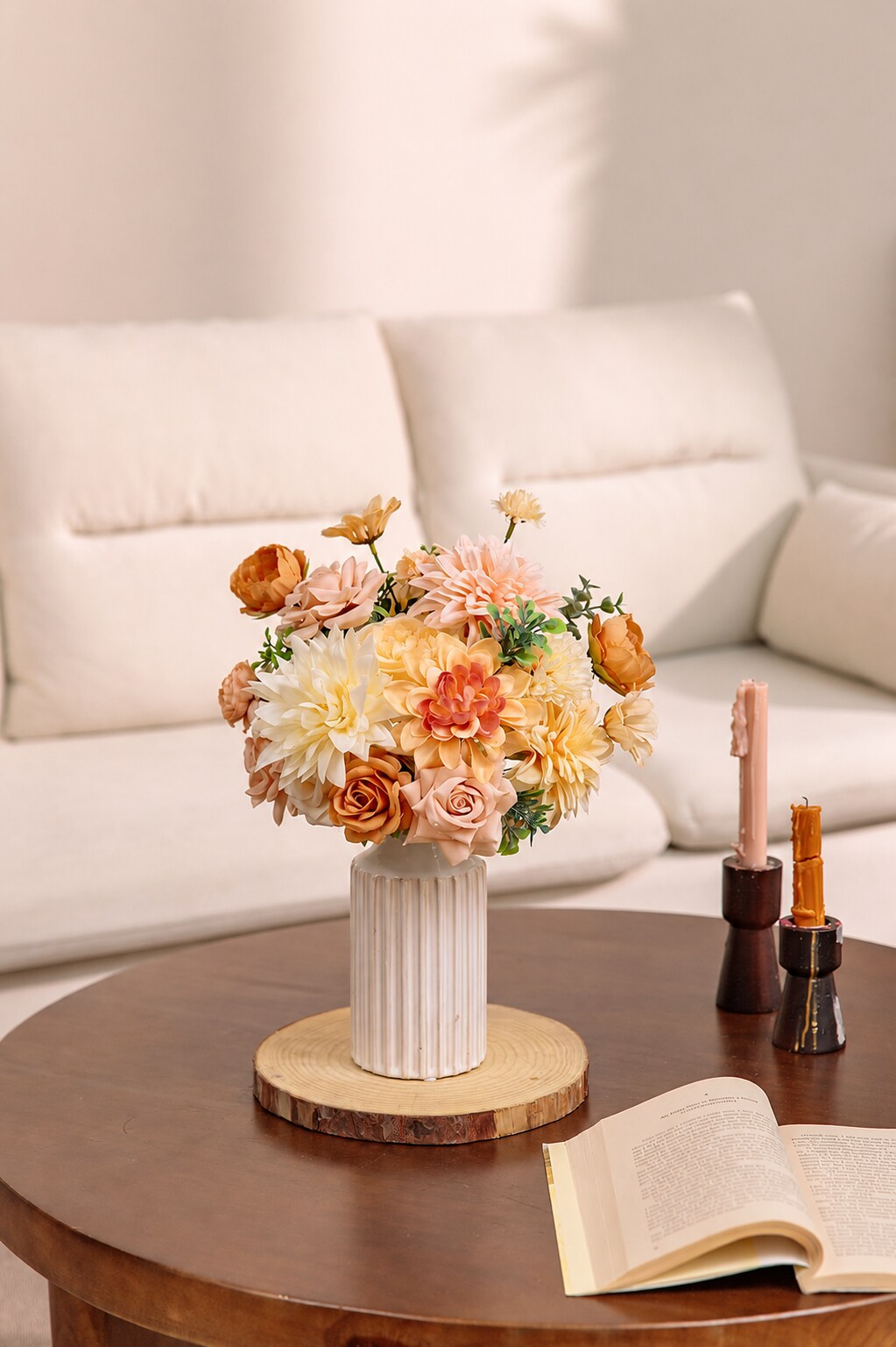 Artificial Flower Combo Box Set – Blush & Champagne Faux Peonies
