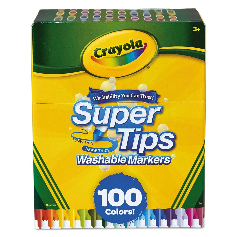 Crayola Super Tips Fine/Broad Washable Markers - Assorted Colors (100/Set)