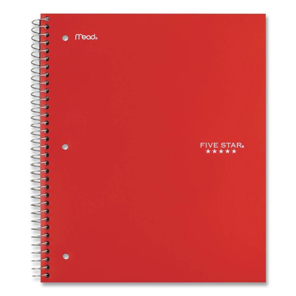 Five Star 10.5 x 8 Sheets 1-Subject Wide/Legal Rule Wirebound Notebook - Assorted Cover Colors (6/Pack)