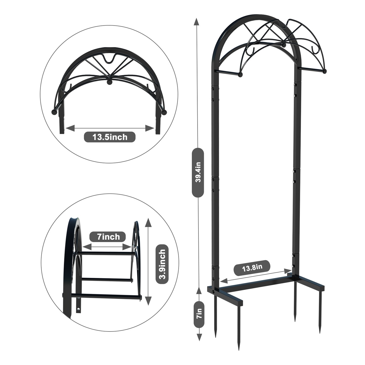 Freestanding Garden Hose Holder, Metal Water Hose Stand with Ground Stakes
