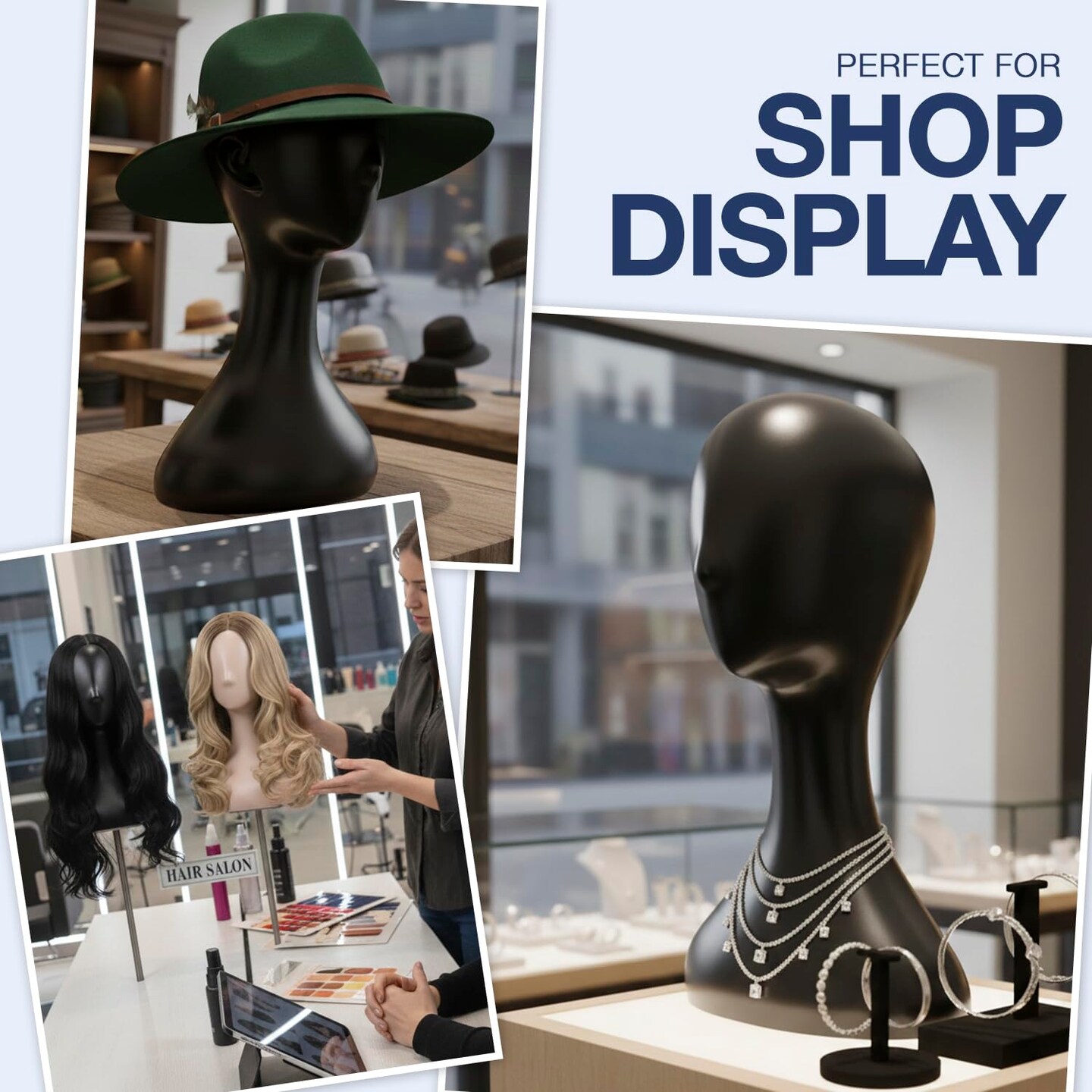16 Inch Studio Limited Professional Plastic Mannequin Head (Black
