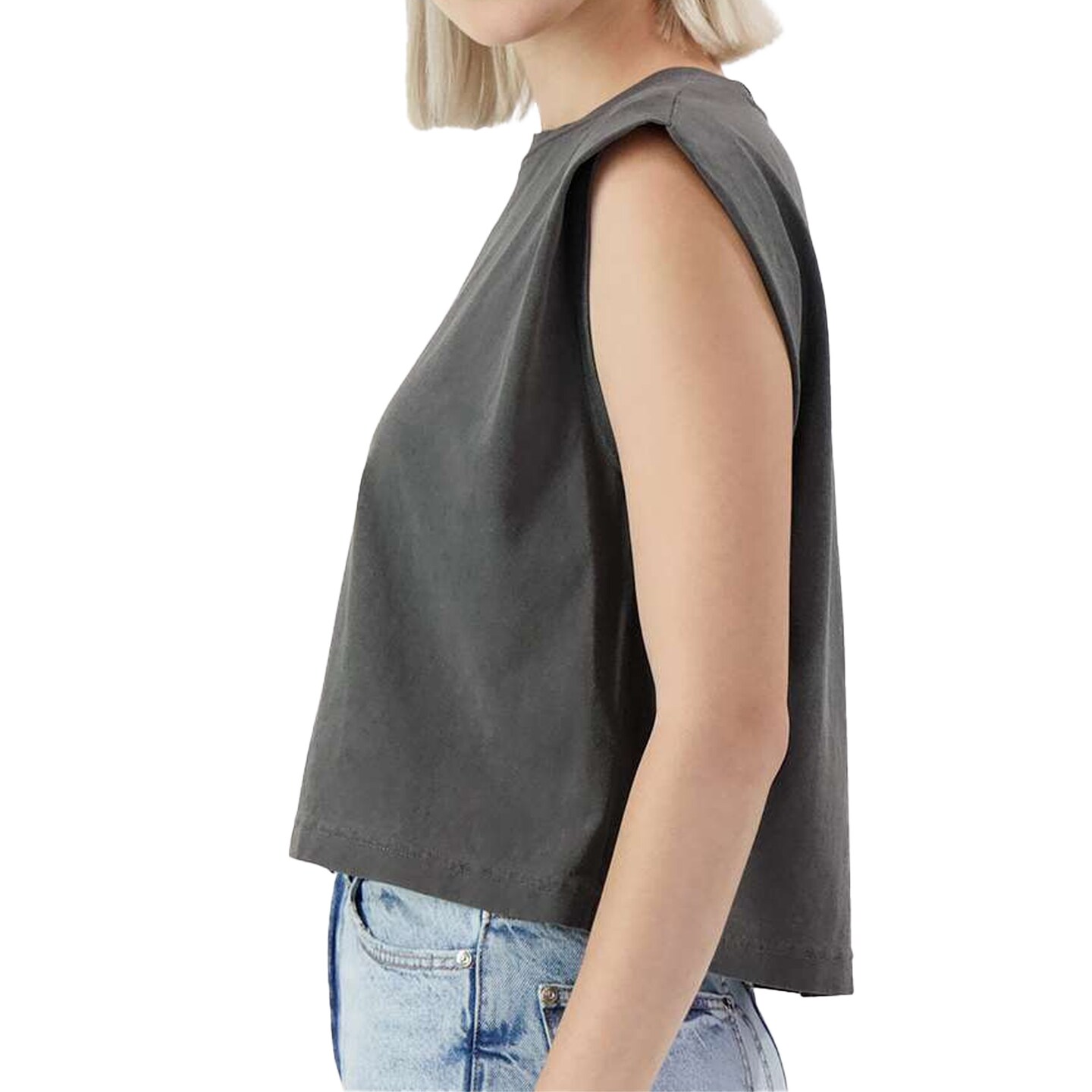 American Apparel Women's Garment-Dyed Heavyweight Muscle T-Shirt, Sleeveless Crewneck Cotton Tee
