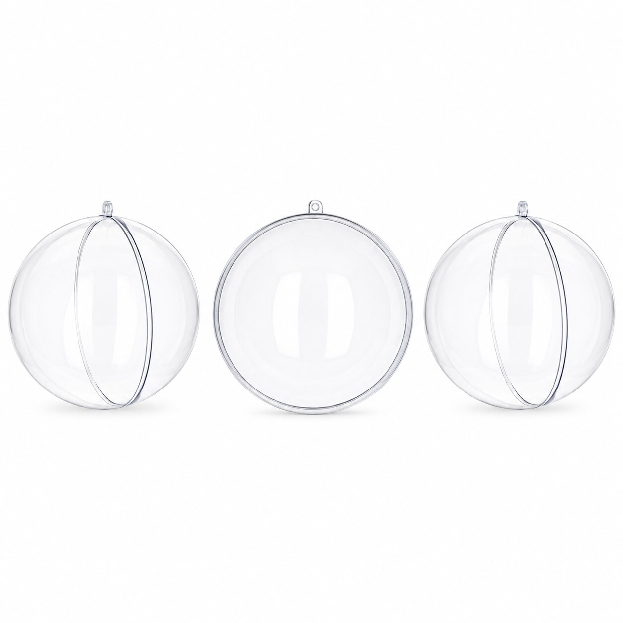 Set of 3 Clear Fillable Plastic Ball Christmas Ornament 3.9 Inches