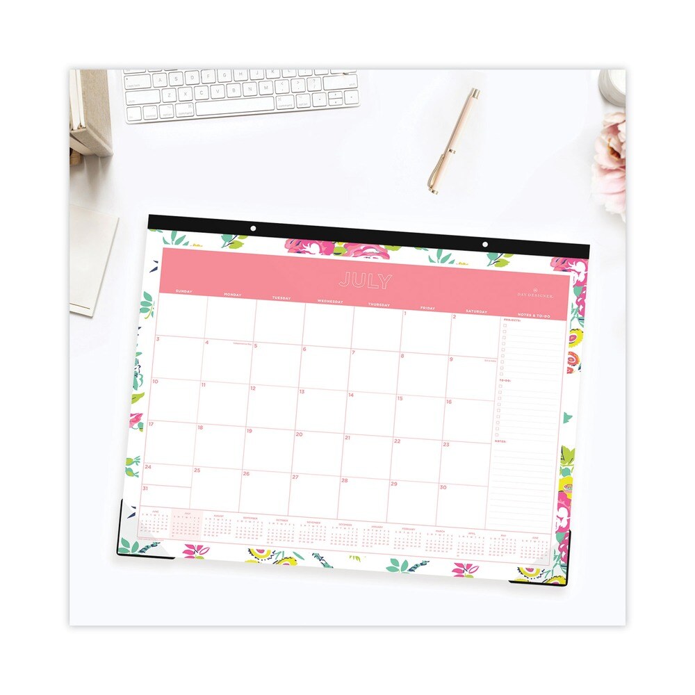 Blue Sky 22 in. x 17 in. 12-Month (Jul 2025-Jun 2026) Day Designer Peyton Academic Desk Pad - Black Binding/Clear Corners