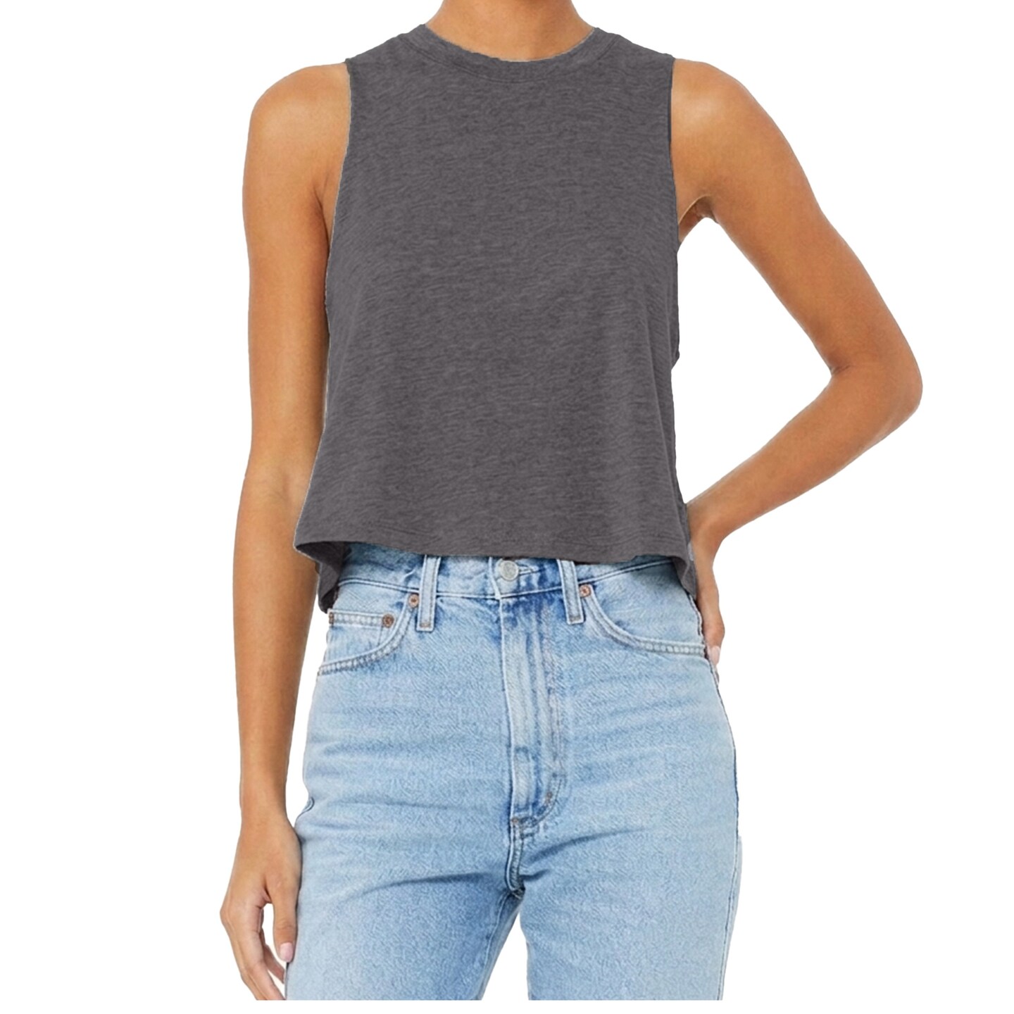 BELLA + CANVA Women's Racerback Crop Tank, Lightweight Sleeveless T-Shirt for Crafting
