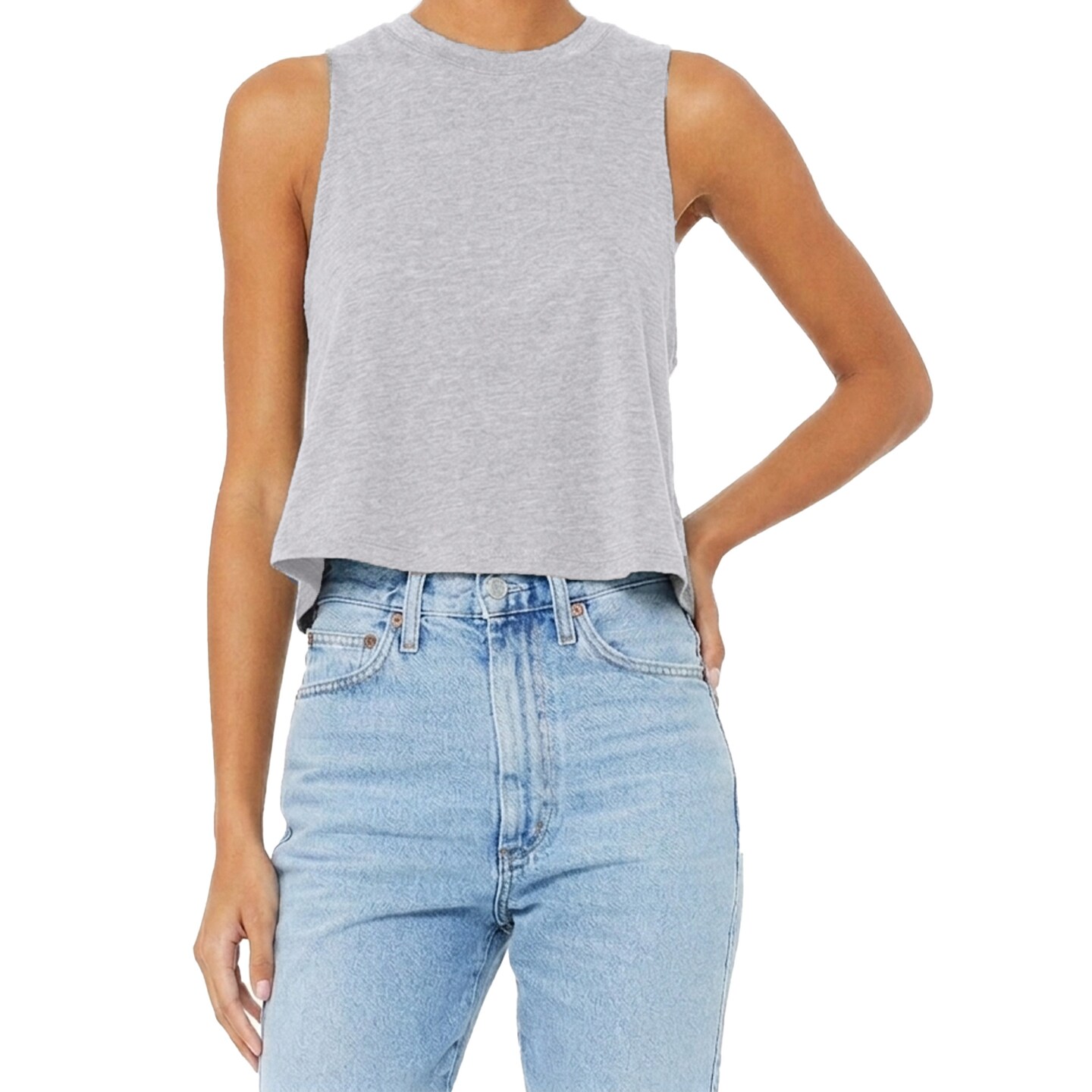 BELLA + CANVA Women's Racerback Crop Tank, Lightweight Sleeveless T-Shirt for Crafting