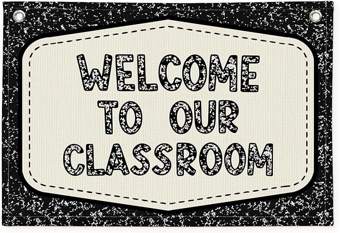 Composition Classroom Decor, Teacher Back To School Canvas Banner Wall Hanging Flag for Elementary Middle School Classroom Must Haves 20x30