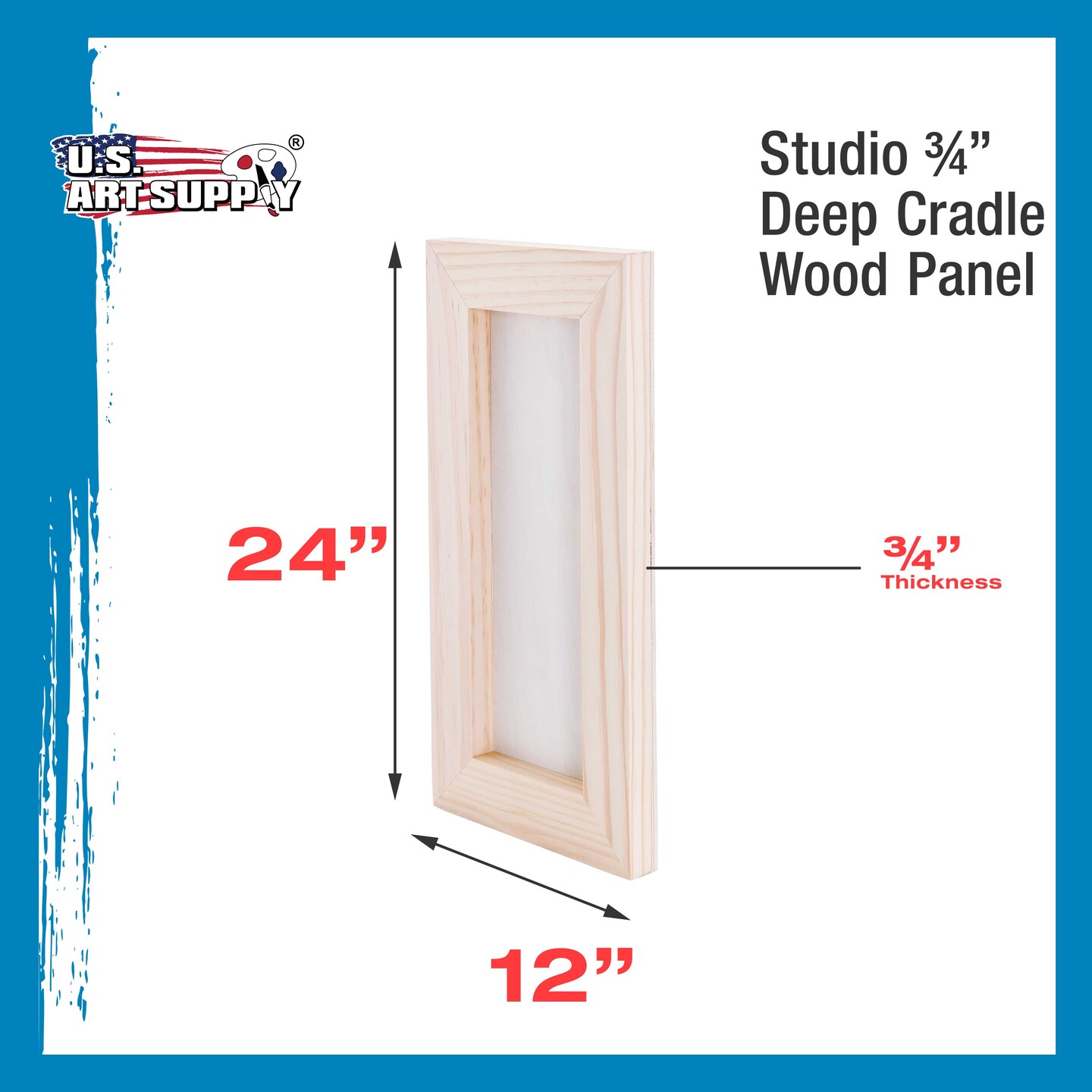 Unfinished Cradled Wood Panels for Painting, 2 Pack of 12x24 inch - Studio Birch Wooden Canvas Boards 3/4" Deep - Mixed-Media Craft, Acrylic, Oil, Encaustic, Paint Pouring Panel Board
