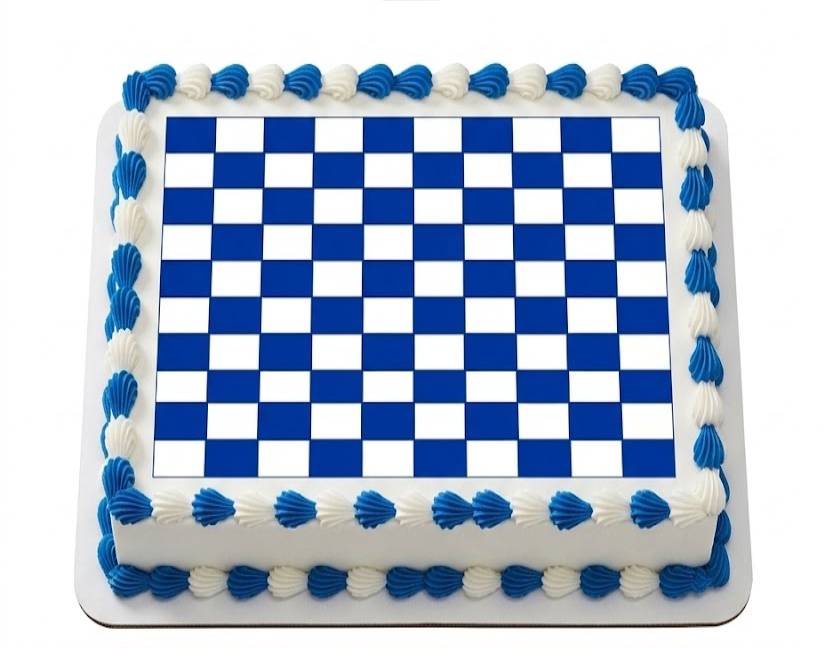 Blue Checkerboard Checkered Pattern Edible Cake Topper Image ...