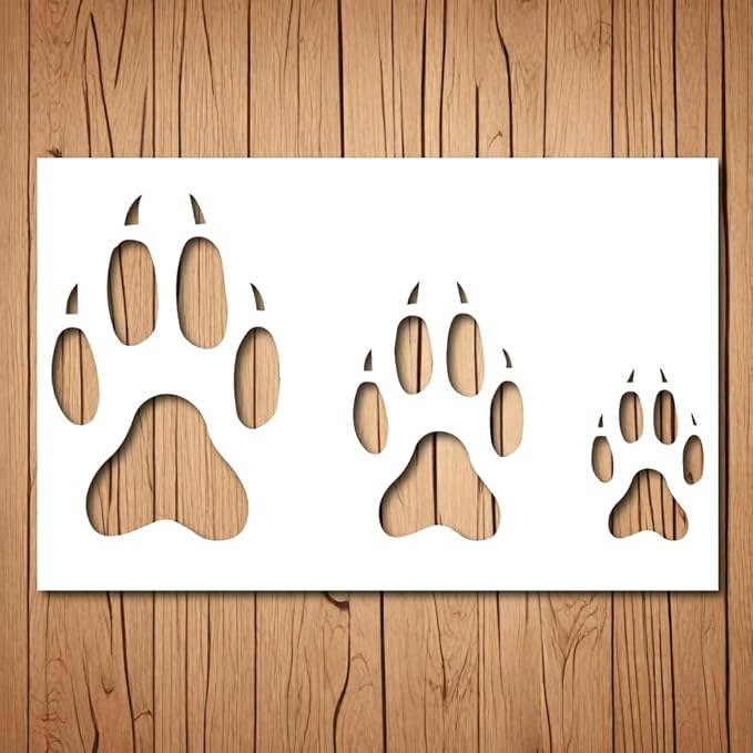 Wolf Paw Stencil | Reusable Dog Wolf Paw Print Stencils for Painting on Wood, Glass, Wall, Rock, Walls, Canvas, Glassware, Spray Painting, Airbrushing | Dog Paw Stencil Template (7"x 11")