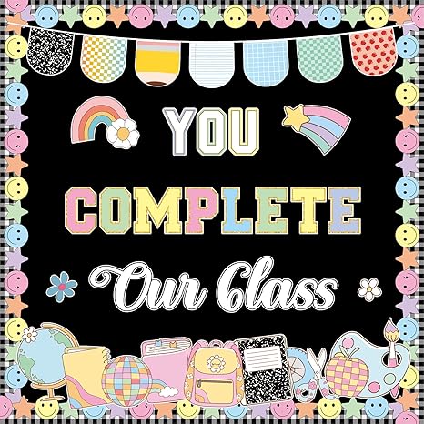 Composition Notebook Back to School Bulletin Board Decoration You Complete Our Class Paper Cutouts First Day of School Welcome Back Bulletin Board Set for Classroom Chalkboard Wall Decor Home Supplies